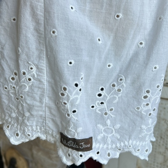 Matilda Jane Jane in the Clouds gray tunic eyelet top open back with ribbon tie - Picture 8 of 16